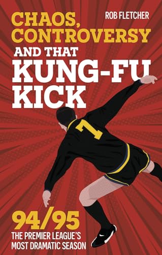 Book cover depicting a footballer performing a kung-fu kick on a red background.