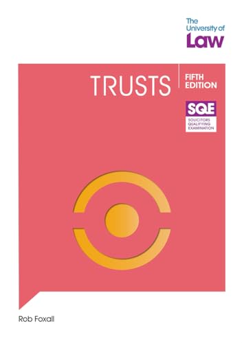 Red book cover with "TRUSTS" text, SQE logo, and abstract design.