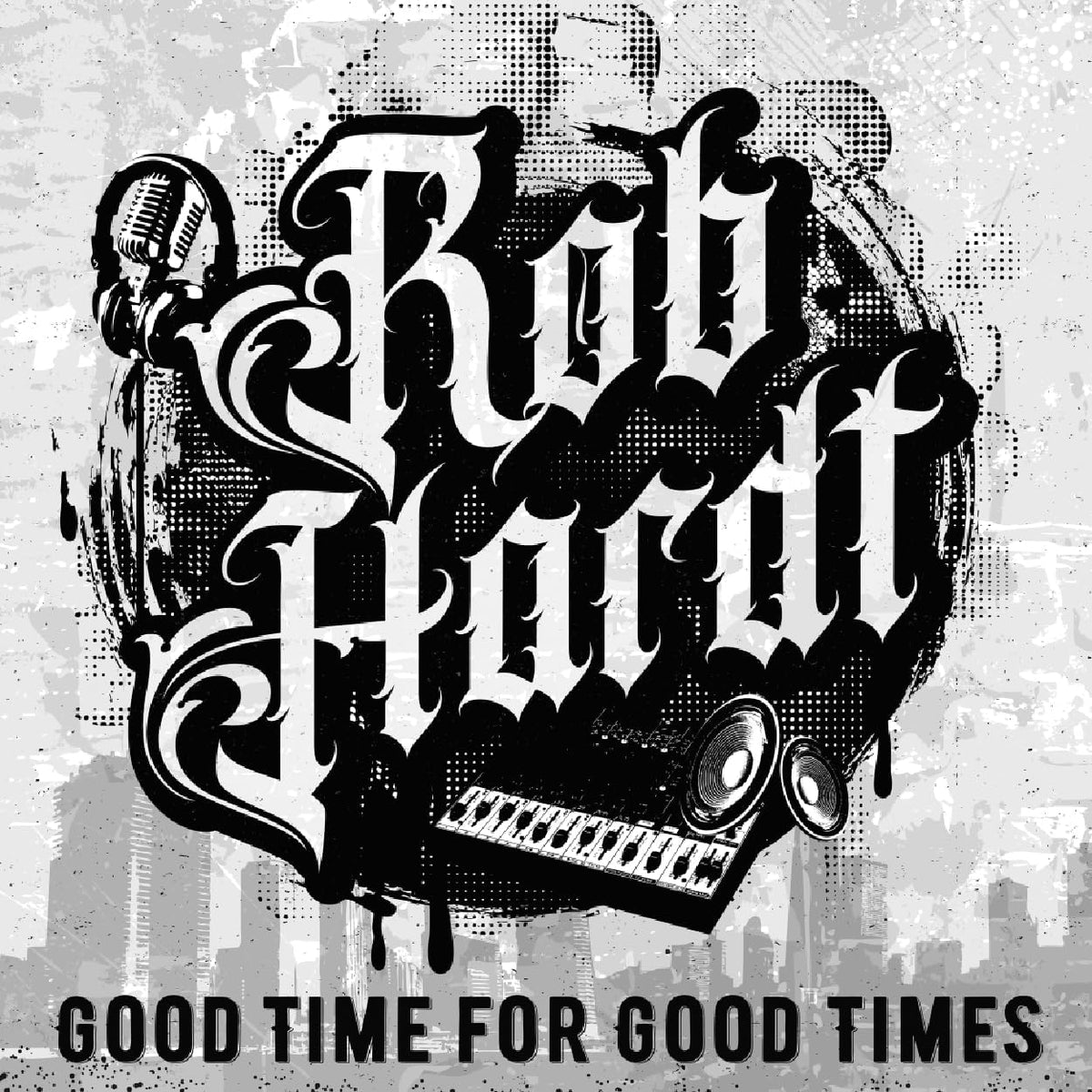 CD cover for Rob Hardt’s “Good Time For Good Times” with microphone and speakers.