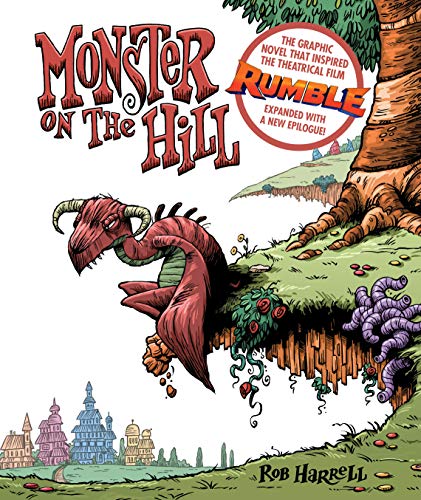 Book cover: red dragon overlooking a whimsical town and landscape.
