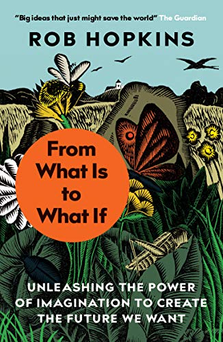 Book cover with illustrated flowers, insects, and text: "From What Is to What If".