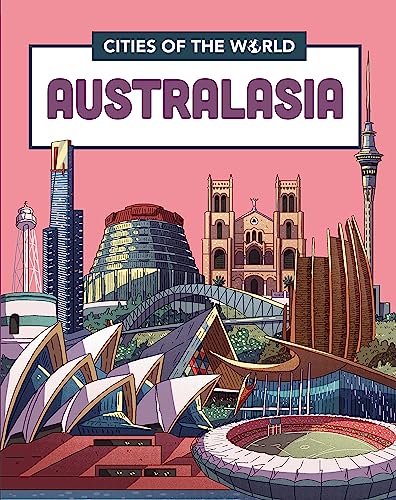 Book cover depicting iconic buildings from cities in Australasia.