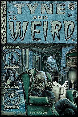 Vintage comic cover: old man reading in a dimly lit, ornate room.