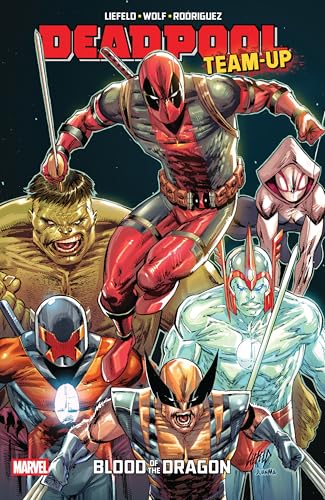 Comic book cover featuring Deadpool with Hulk, Wolverine, and other heroes.