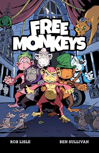 Cover of “Free Monkeys : 1” comic featuring anthropomorphic monkeys and animals.