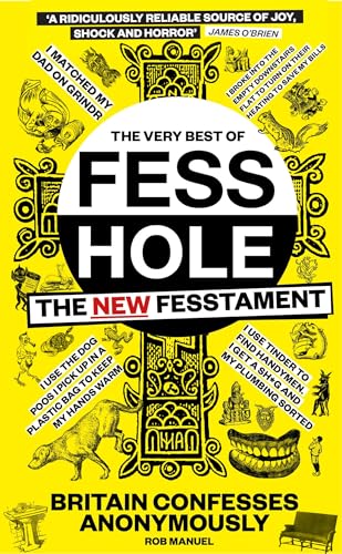 Book cover: "The Very Best of Fesshole" with illustrated confessions.