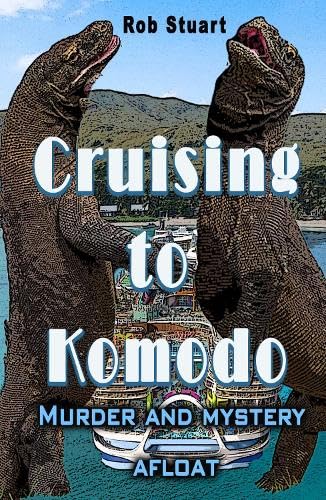 Book cover featuring two Komodo dragons and a cruise ship.