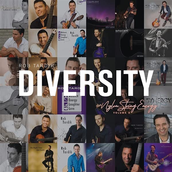 CD cover for Rob Tardik’s “Diversity Vol.3: Nylon Energy” with artist portraits.
