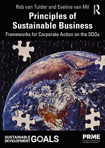 Book cover: "Principles of Sustainable Business" with a puzzle-Earth image.