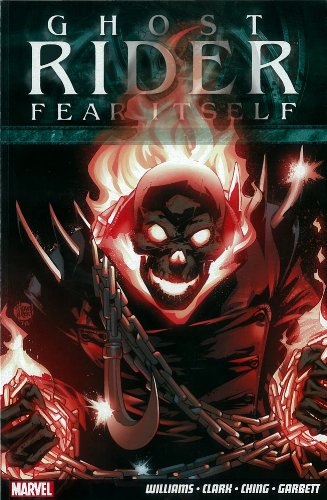 Ghost Rider comic cover featuring a flaming skull and chained weapon.