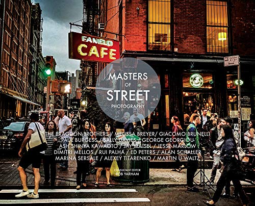 Book cover featuring a busy city street scene and text: "Masters of Street Photography".