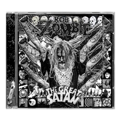 Rob Zombie album cover, "The Great Satan," black and white, graphic imagery.