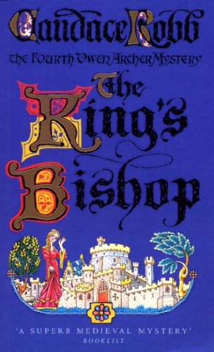Book cover: "The King's Bishop" with medieval castle illustration and woman in red.