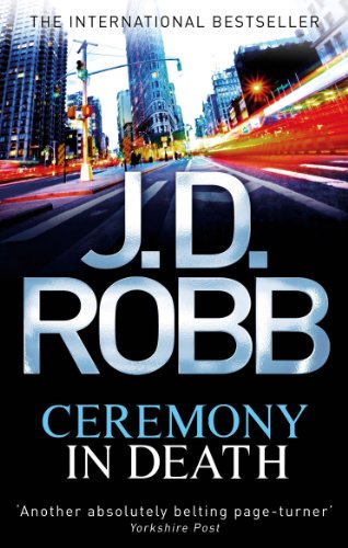 Book cover for Ceremony in Death by J.D. Robb featuring a New York cityscape.