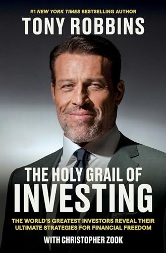 Book cover featuring Tony Robbins in a suit with the title The Holy Grail.
