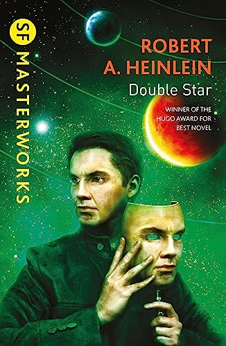 Book cover: "Double Star" by Robert A. Heinlein, featuring a man and a split face.