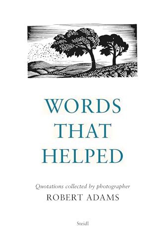 Book cover: "Words That Helped" by Robert Adams, with trees illustration.