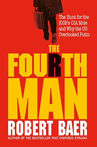 Book cover: red background, man walking away, bold yellow and black text.