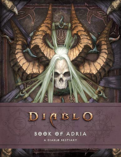 Book cover featuring a skull with long hair and large horns, titled Diablo Bestiary.