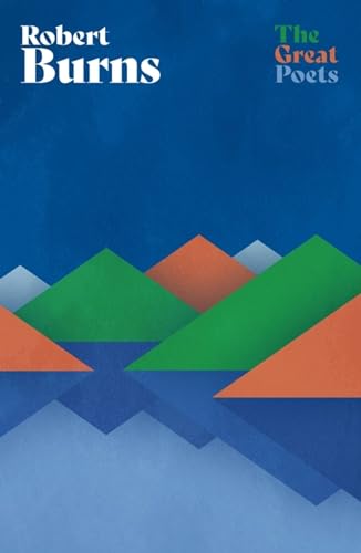 Book cover for “Robert Burns” featuring stylized blue and green mountains.