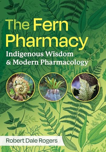 Book cover featuring ferns and botanical illustrations, titled "The Fern Pharmacy".