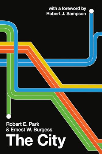 Book cover: "The City" with colorful, abstract subway-like lines.