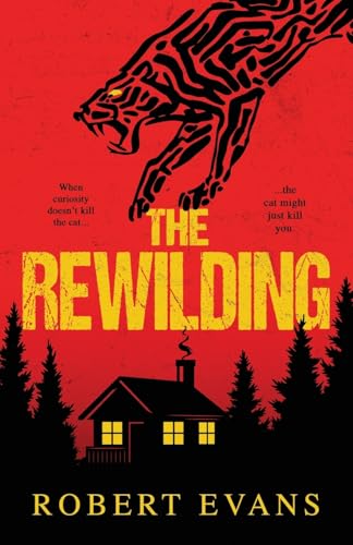 Red book cover with a leaping tiger silhouette and a small house.