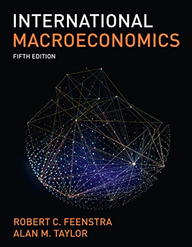 Textbook cover for "International Macroeconomics," fifth edition, with abstract design.
