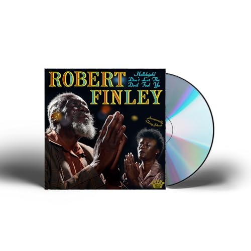 CD case with portrait of Robert Finley and accompanying silver disc.