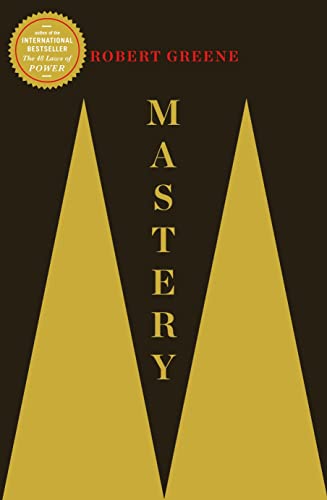 Book cover for Mastery by Robert Greene with a large gold M on black.