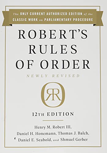 Cover of "Robert's Rules of Order Newly Revised, 12th Edition" book.