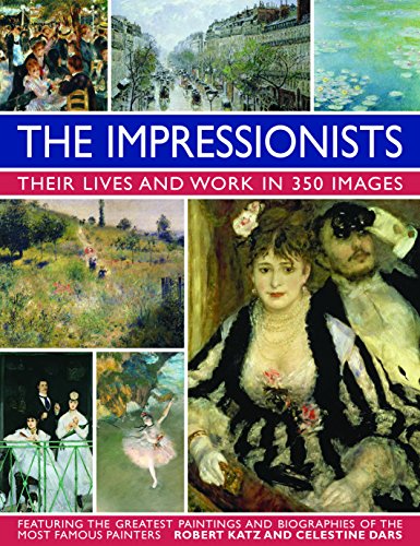 Book with 350 images of Impressionist paintings and artist biographies, hardcover, art reproductions.
