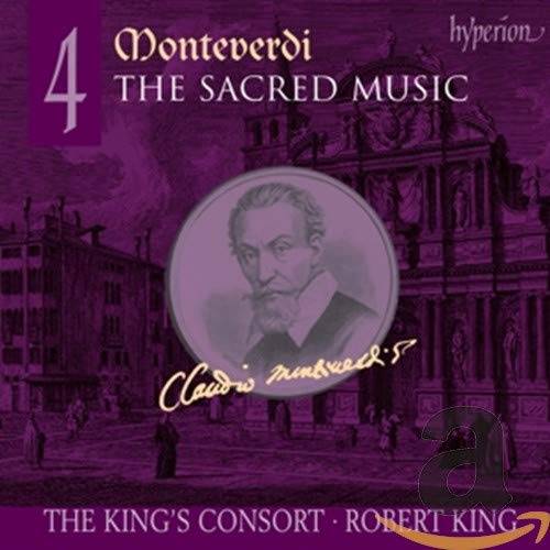 CD cover featuring portrait of composer Claudio Monteverdi and ornate building.