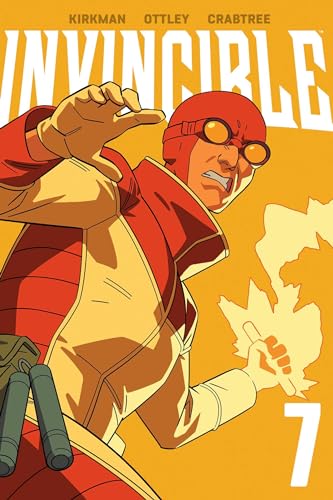Invincible Volume 7 cover: superhero with fiery power, number seven.