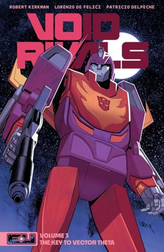 Comic book cover featuring a large, robotic figure against a starry background.