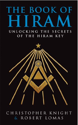 Book cover: "The Book of Hiram" with Masonic symbolism in gold.
