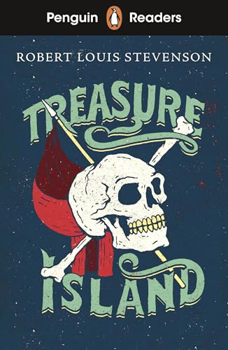 Book cover for Treasure Island by Robert Louis Stevenson featuring a skull and crossbones.
