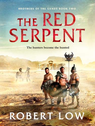 Book cover: desert landscape with warriors, titled “The Red Serpent.”