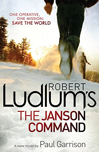 Book cover: "Robert Ludlum's The Janson Command" with snowy landscape and figure running.