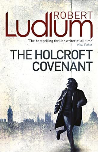 Book cover: "The Holcroft Covenant" by Robert Ludlum, man running in London.