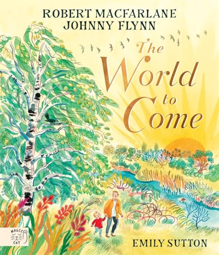 Book cover illustration of a child and adult walking through a landscape with trees.
