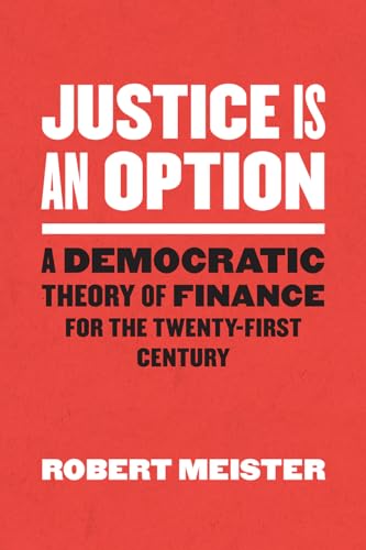 Red book cover with white text: "Justice Is An Option" and author name.