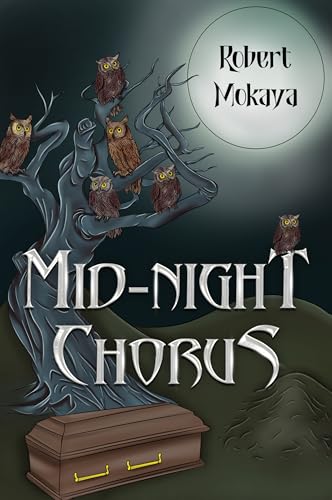 Book cover: dark scene with owls perched on branches, coffin below.