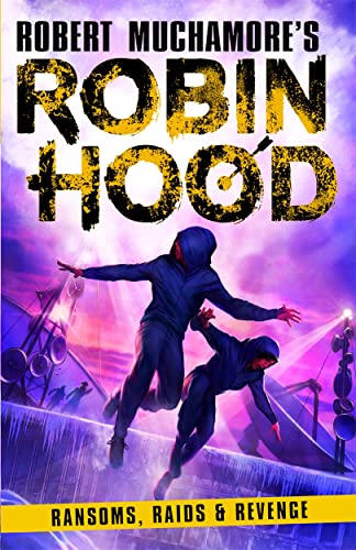 Book cover featuring two hooded figures leaping against a purple and orange sunset sky.