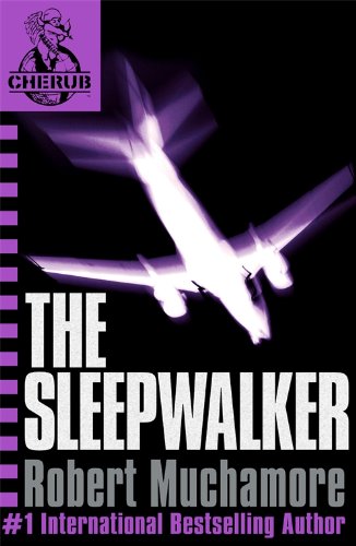 Book cover: "The Sleepwalker" with a purple and black color scheme, airplane.