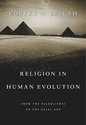 Book cover: Pyramids and text reading "Religion in Human Evolution.