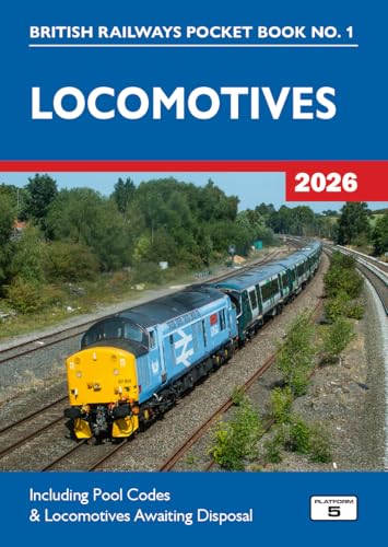 Book cover for Locomotives 2026 featuring a blue and yellow train on railway tracks.