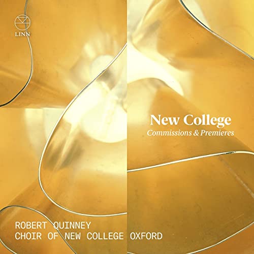 CD cover with abstract gold swirls and text: “New College Commissions & Premieres.”