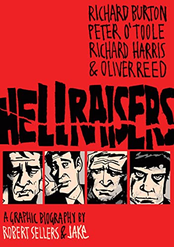 Red book cover with illustrated portraits of four actors: Burton, O’Toole, Harris, Reed.