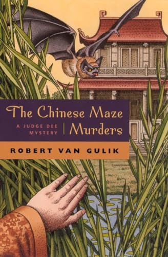 Book cover with a bat flying over a Chinese building and reeds.